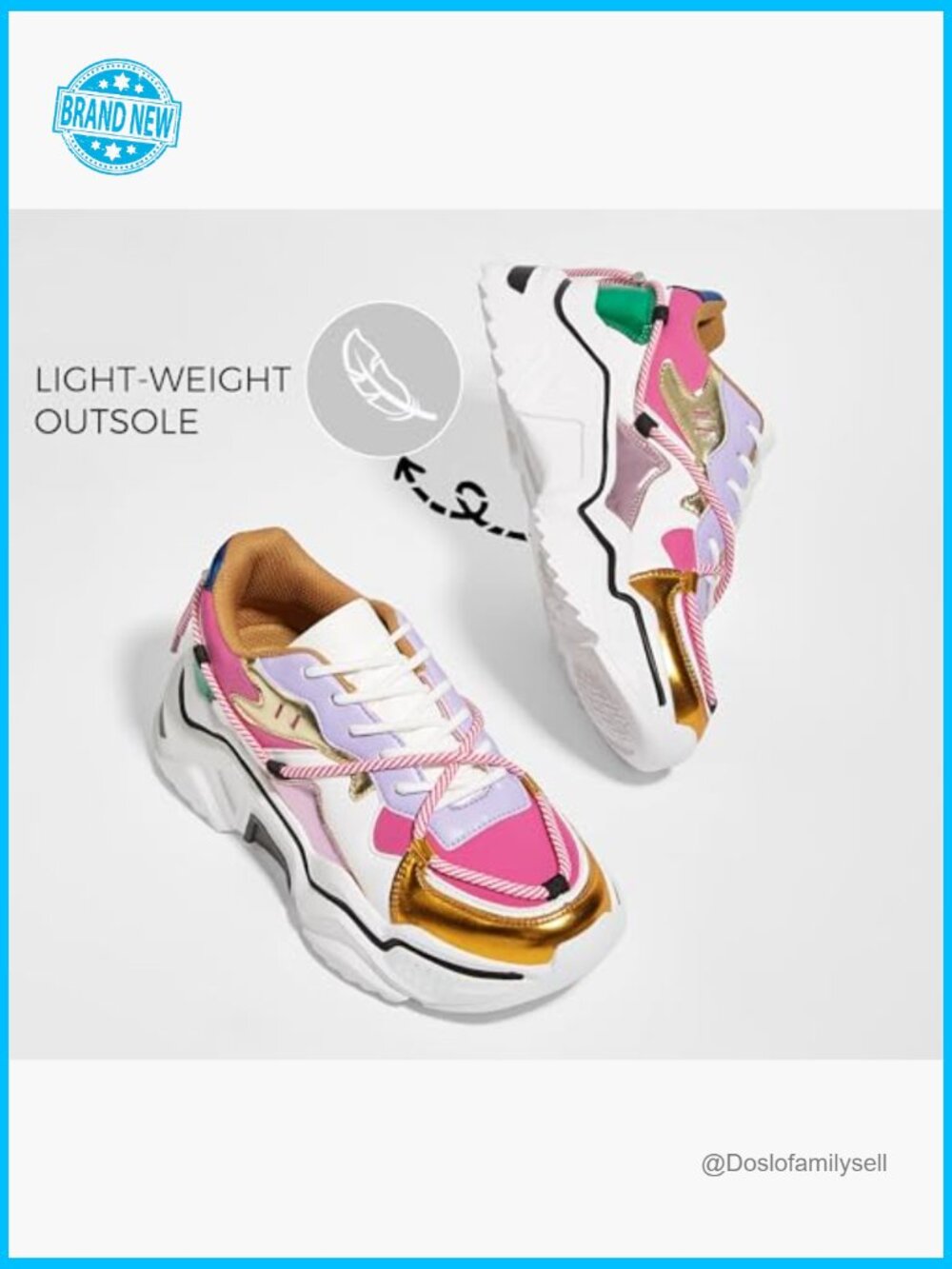 Platform Fashion Sneakers Chunky Dad Shoes Colorblock Retro Comfortable Lace-Up - Picture 5 of 7